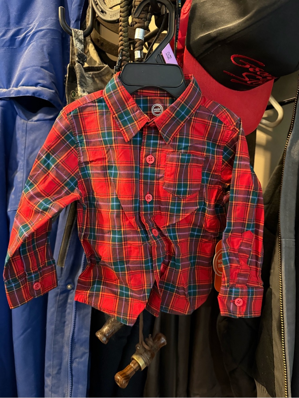 Red Plaid Button-Down Shirt for Kids - Classic Holiday Style